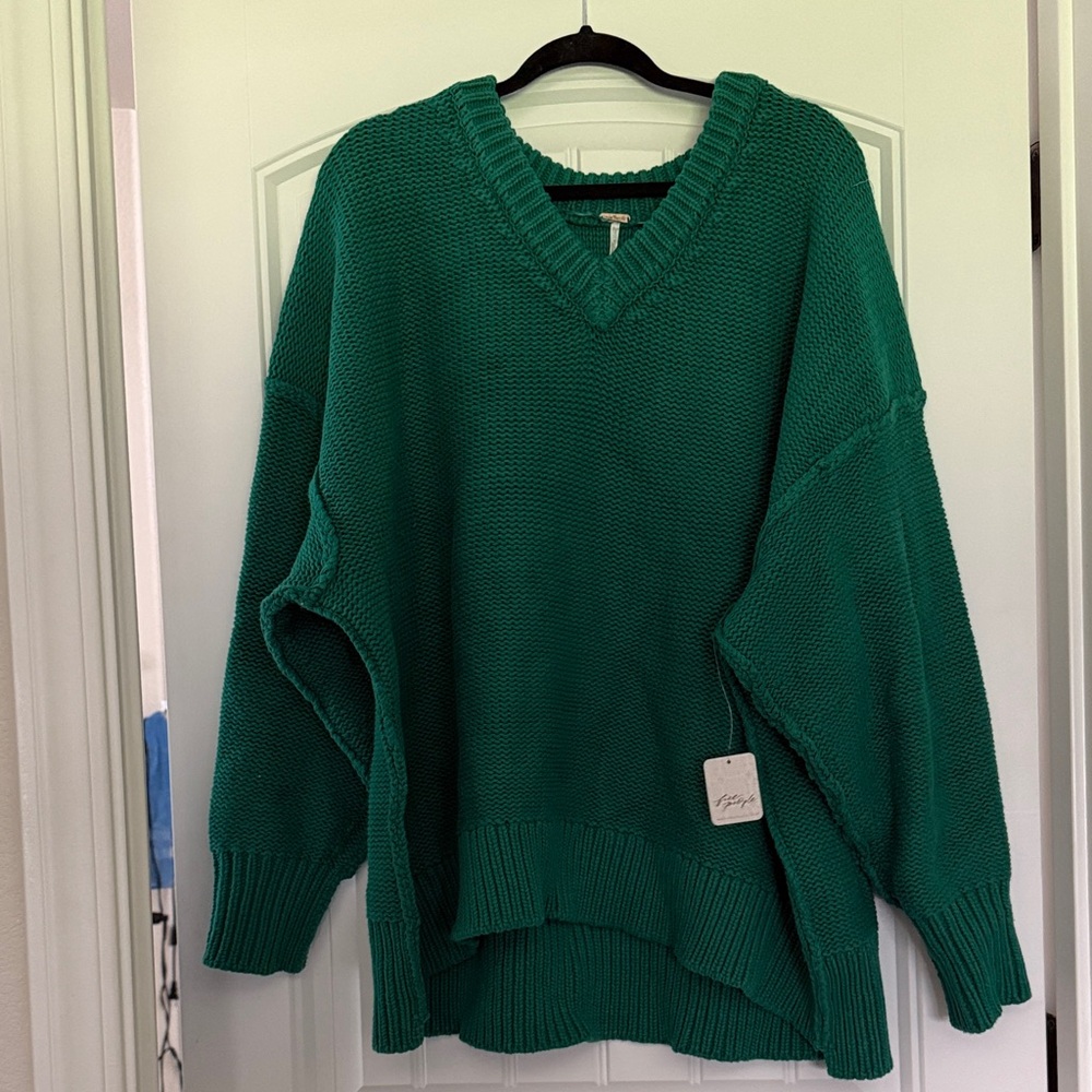 NWT Free People Green Mountain View Knit Sweater